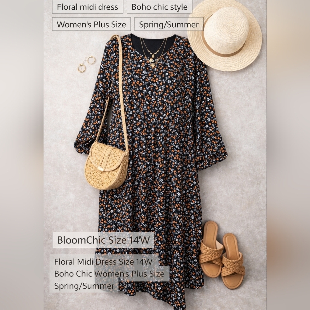 Bloomchic Women's Midi Length Dress Size 14-16
